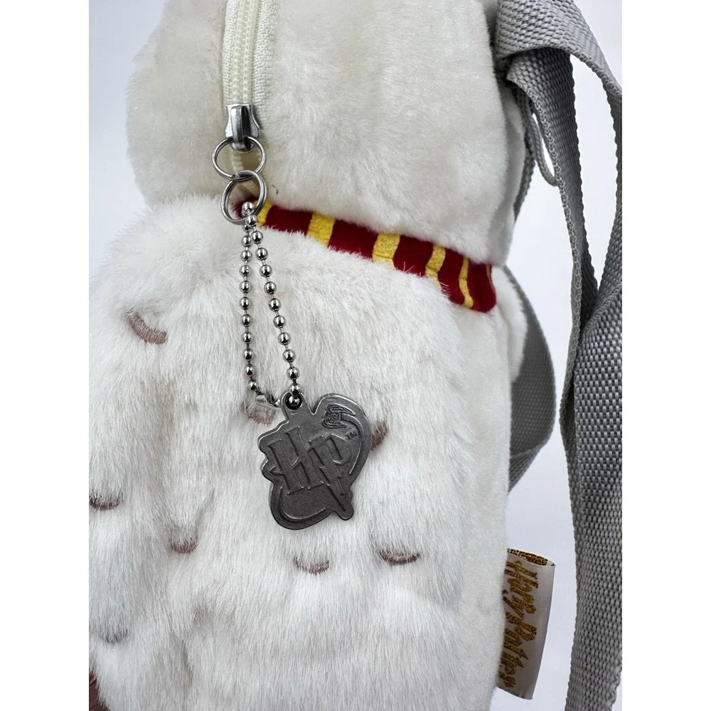 Harry Potter Hedwig White Owl Plush Backpack Gray Straps Zipper Pocket Charm